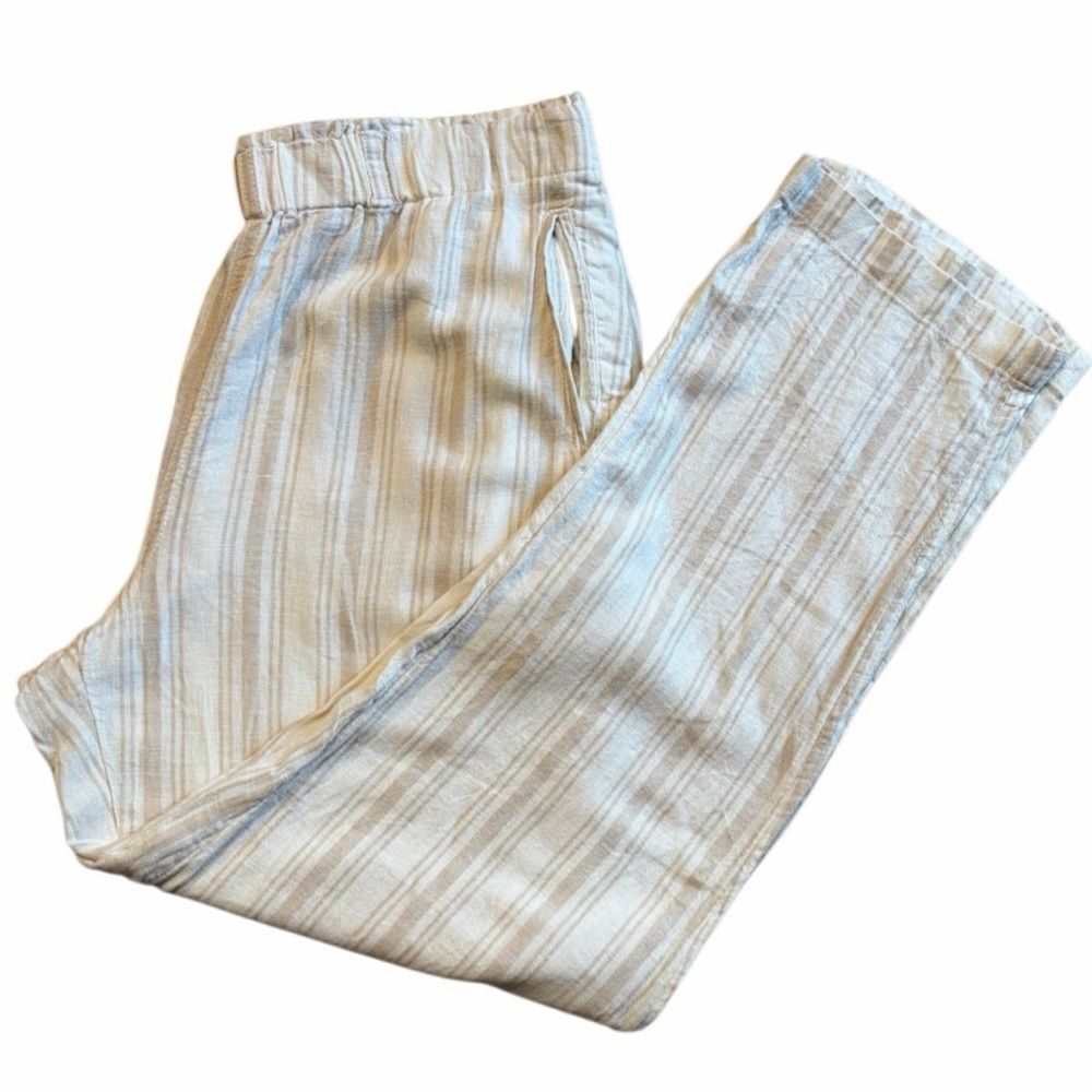 Sigrid Olsen Cream Linen Pants Size Large - Picture 3 of 5
